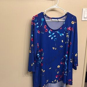 Susan Graver Blue Floral Blouse